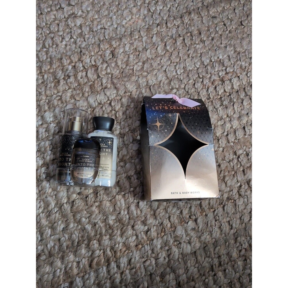 Bath & Body Works INTO THE NIGHT Mist, Cream, Antibacterial Hand Gel Set Travel